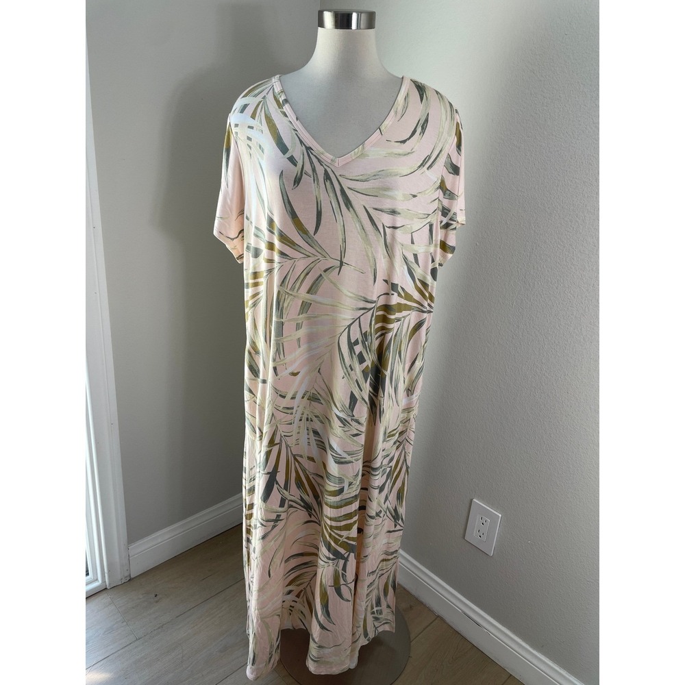 Belle by Kim Gravel Womens Plus 2XP Floral V Neck Short Sleeve Maxi Dress